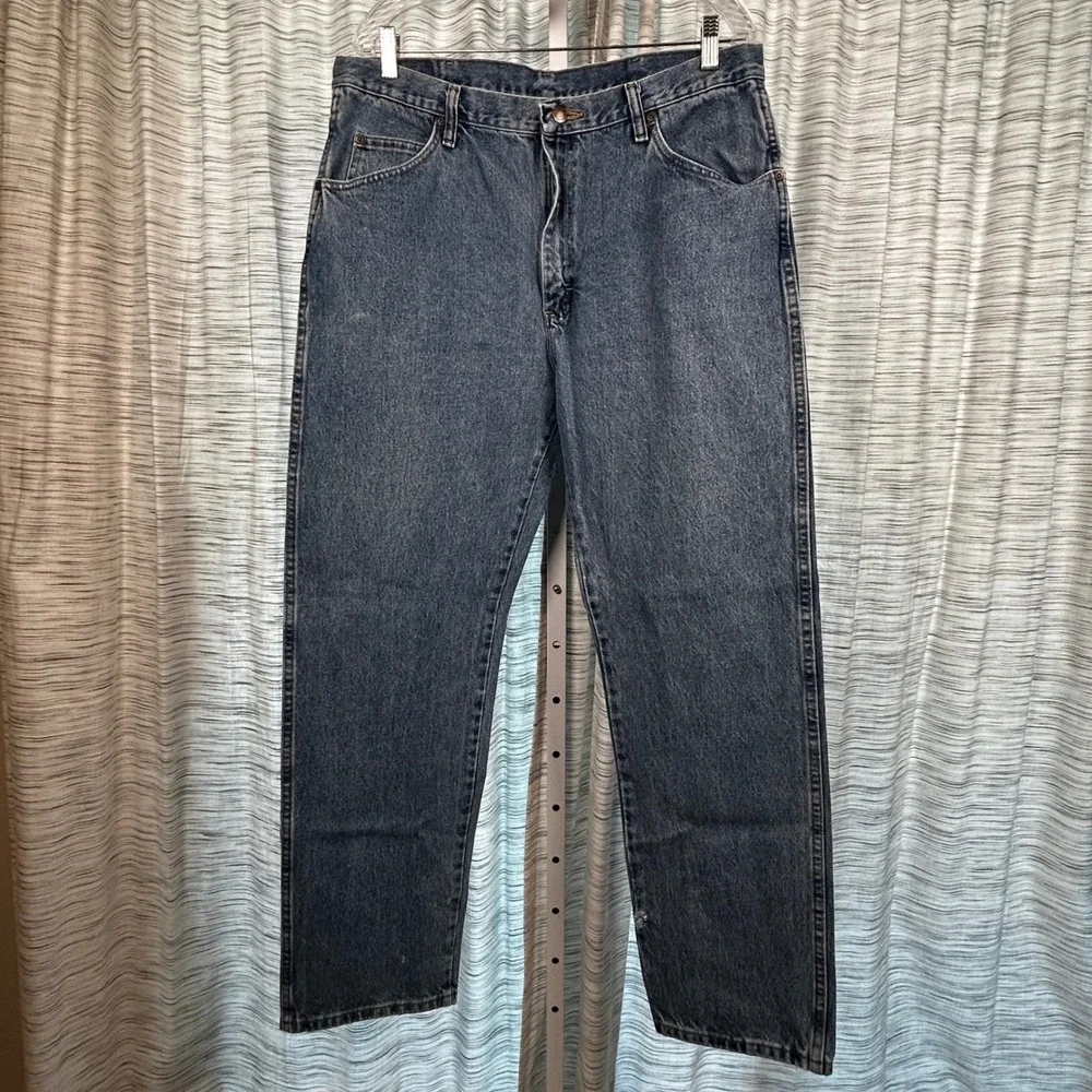 Wrangler Jeans Blue Mens 38x32 Regular Fit Straight Leg Denim
